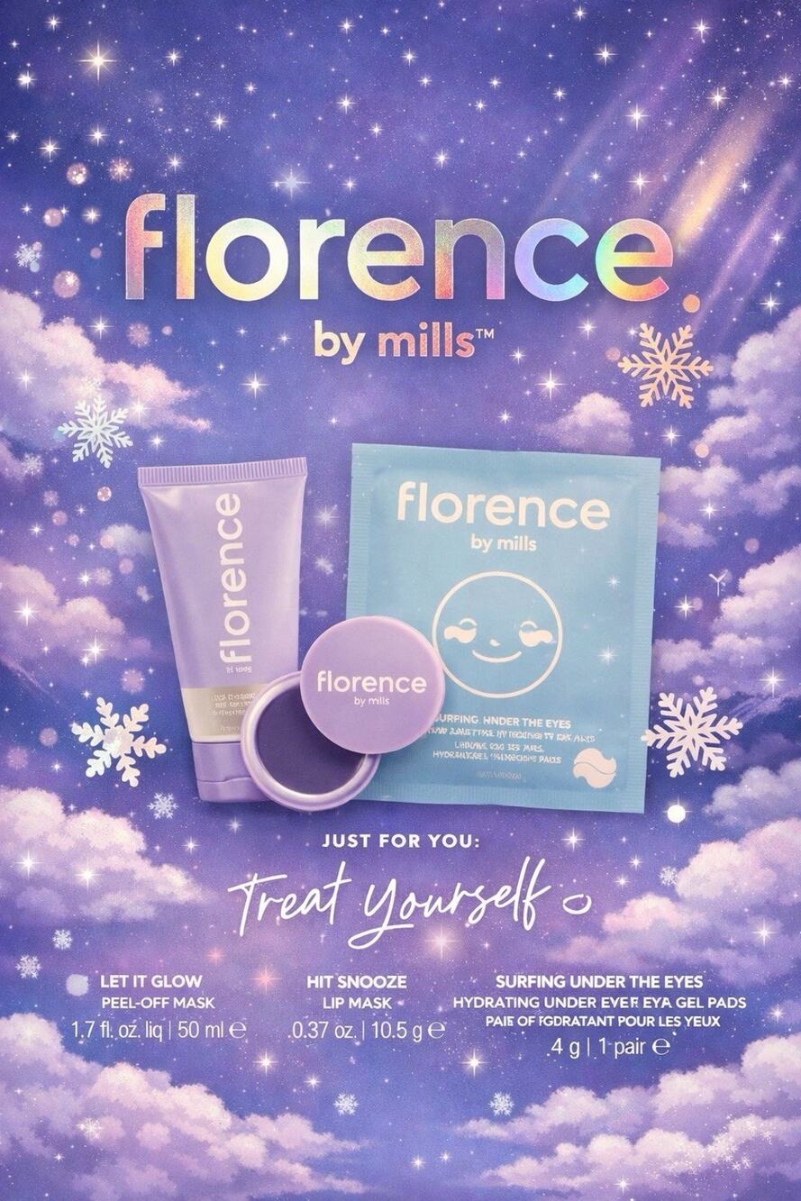florence by mills - Let Glow Peel Mask - Hit Snooze Lip Mask- Surfing Under Eye